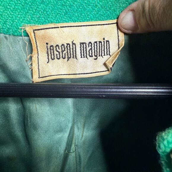 Vintage 1950s Joseph Magnin Emerald Green Wool Coat Mod Swing Style Mid Century - Picture 16 of 16